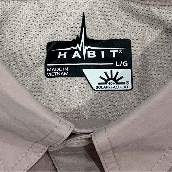 Habit Vented Fishing Shirt Short Sleeve Button Men's Size Large 40+ Solar Factor - Picture 5 of 5